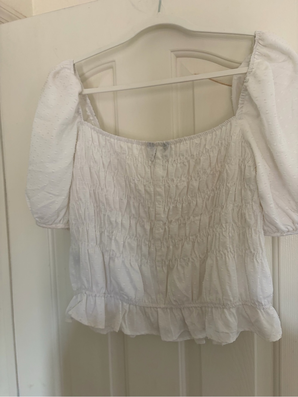 Style Envy White Smocked Puff-Sleeve Peasant Blouse